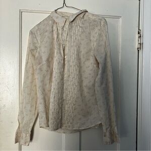 American Eagle Outfitters Beige Floral Button Down Shirt